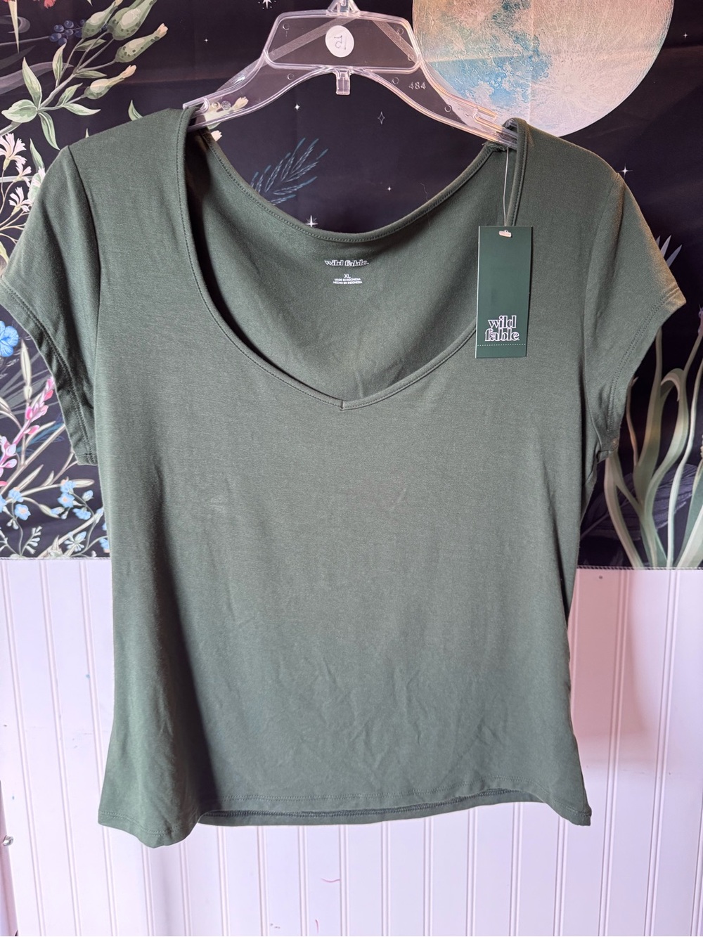 wild fable Olive Green Scoop Neck Short Sleeve Tee